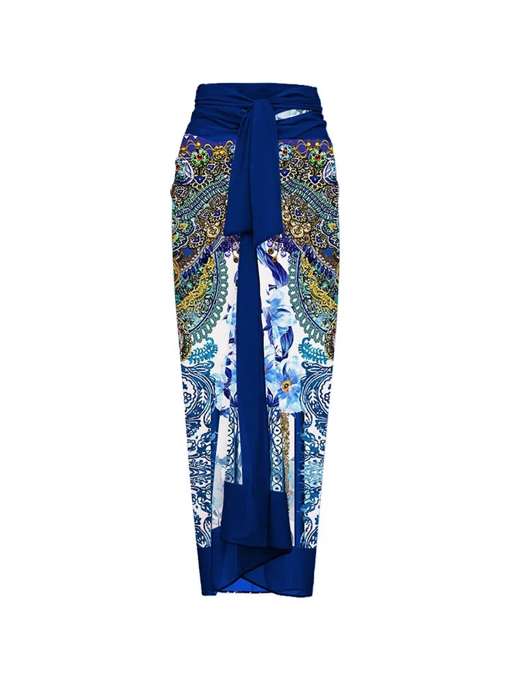 Blue 3D Floral Embellished Swimsuit