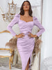 Strapless Long Sleeve Backless Dress