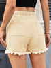 High-Waisted Drawstring Denim Shorts