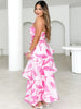 One-Shoulder Strappy Floral Print Dress