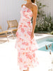 One-Shoulder Strappy Floral Print Dress