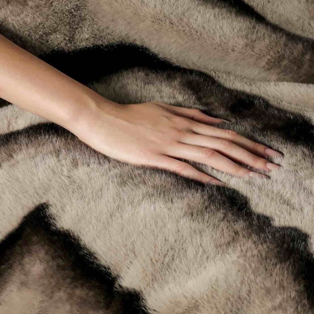Ruched Faux Rabbit Fur Blanket