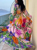 Deep V Lantern Sleeve Printed Swimsuit Set
