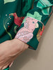 Green Parrot Print Silk Pajama Set