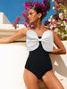 Black and White Bow One Piece Swimsuit Set