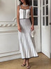 Striped Colorblock Knit Spaghetti Strap Midi Dress