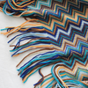 Multicolor Zigzag Tasseled Knit Throw