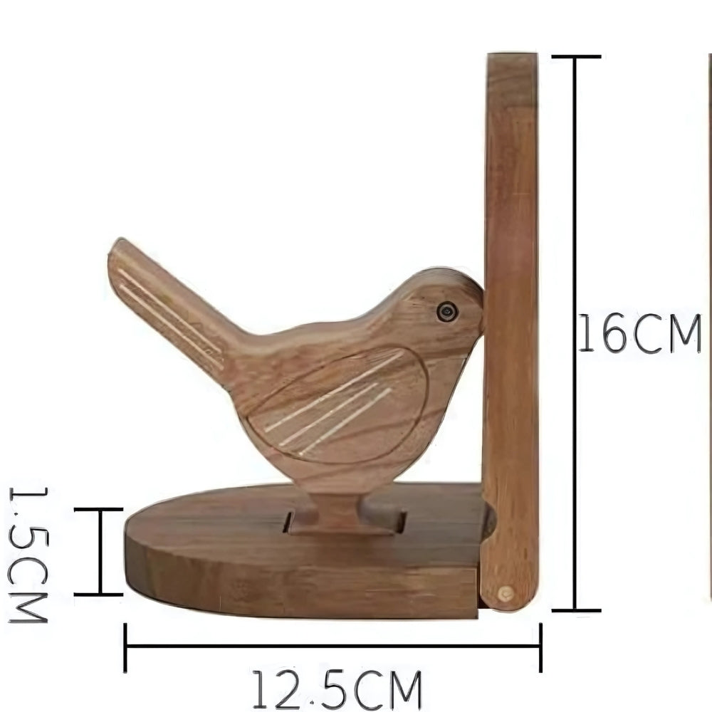 Sparrow Bird Wooden Multi-Use Bookends