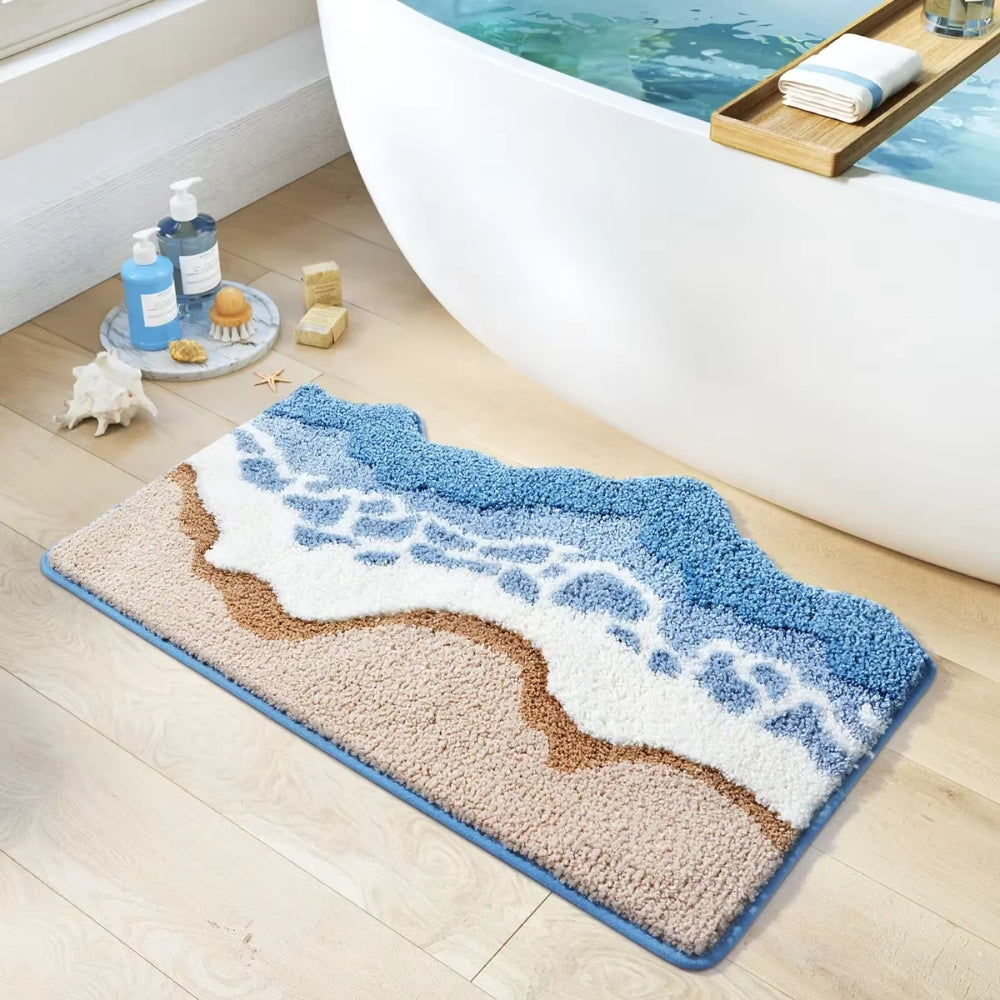 Seaside Ocean Waves Non-Slip Bathroom Mat