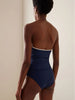 Navy Bandeau One Piece Shorts Set
