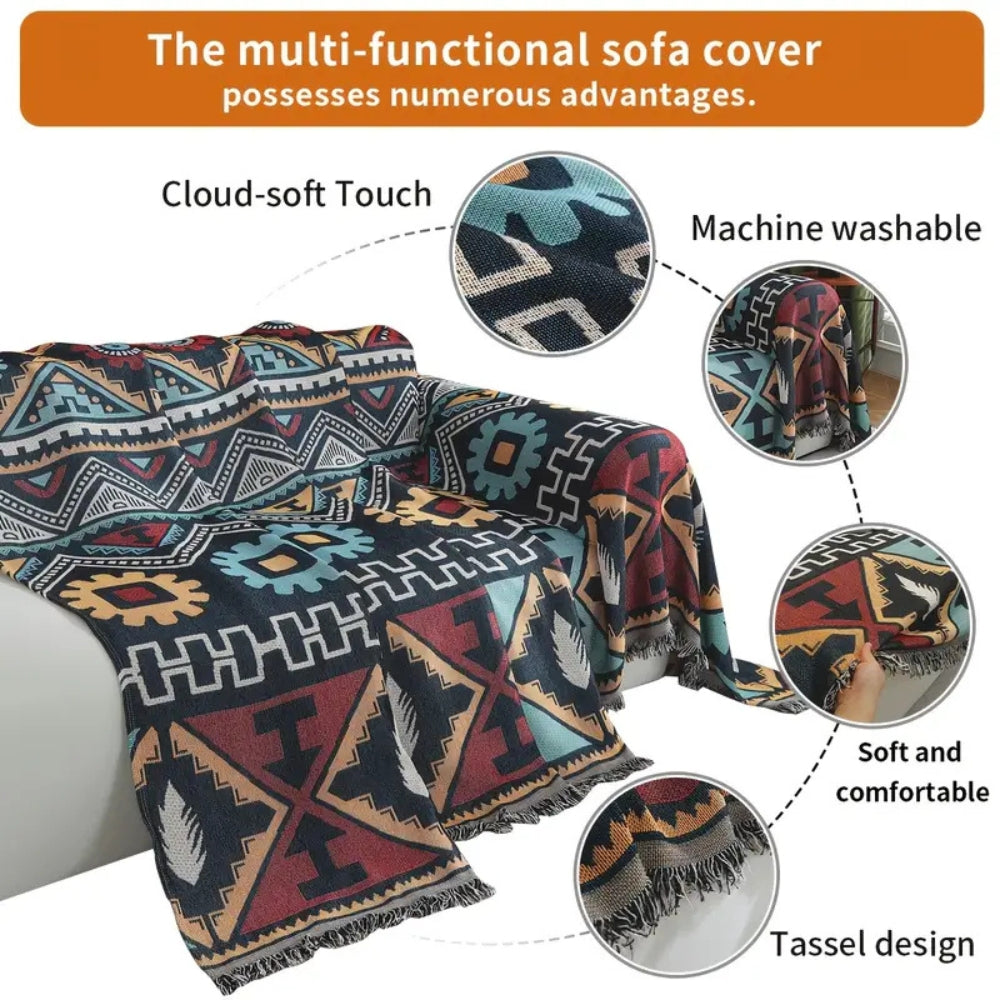 Aztec Geometric Pattern Sofa Cover