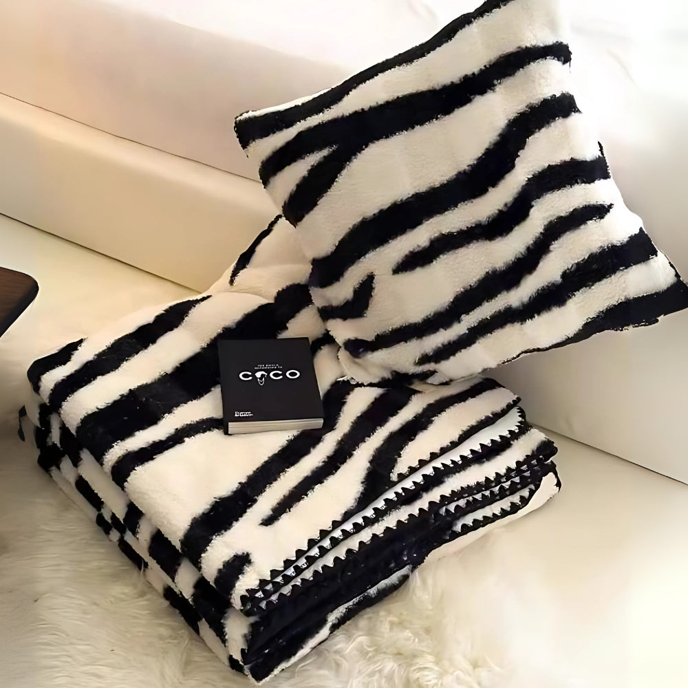 Zebra Print Luxe Faux Fur Blanket