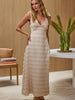 Summer French V-Neck Texture Maxi Dress