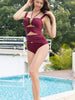 Burgundy Boho Beaded Cutout Swimsuit Set