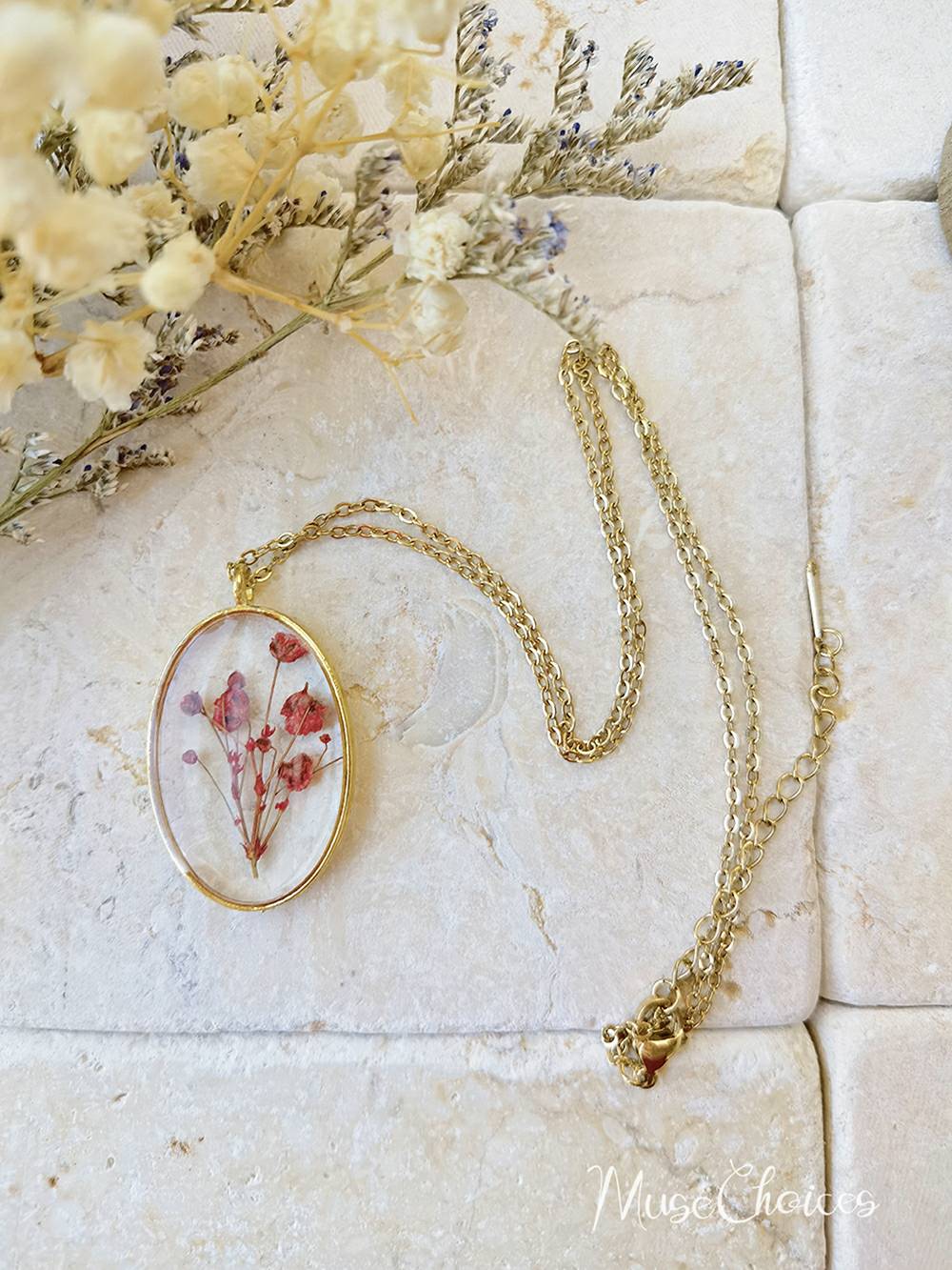 Resin Pressed Flower Necklaces - Colorful Mix Floral Set