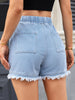 High-Waisted Drawstring Denim Shorts
