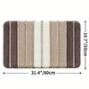 Soft striped gray bath mat with non-slip backing, absorbent plush bathroom rug for shower and tub area