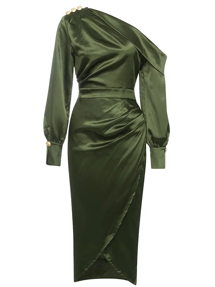 Sexy One-Shoulder Side-Slit Dress