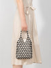 Hollow-Out Wooden Bead Woven Tote Bag