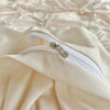 Luxury cream ruched bedding set with floral tufted design, soft cotton duvet cover and pillow shams for elegant bedroom decor