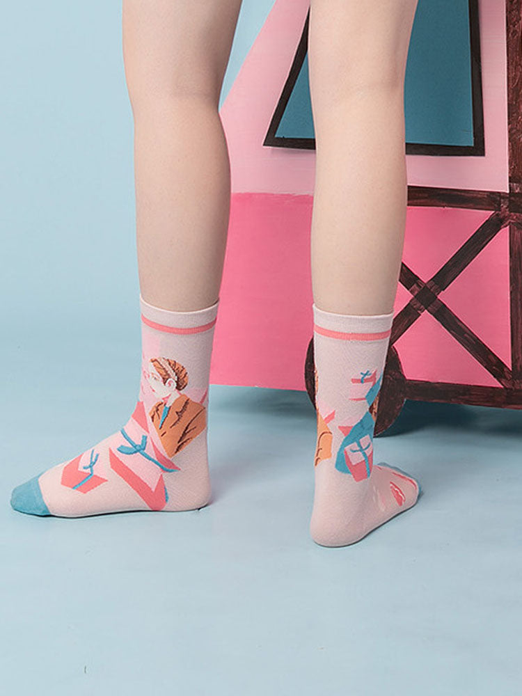 Cartoon Pattern Mid-Calf Socks