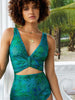 Reversible Green Print High-Waist Bikini Set