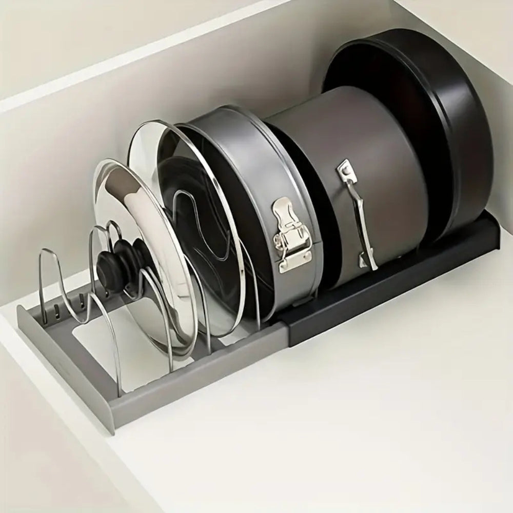 Expandable Pot and Pans Organizer Rack
