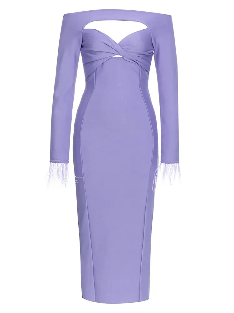 Sexy Off-Shoulder Feather Sleeve Dress