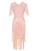 Mesh Fringe Bandage Dress