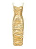 Ruched Spaghetti Strap Evening Gown