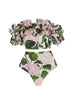 Ruffled Hydrangea Strapless Bikini Set