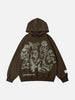 Cartoon Line Character Print Hoodie