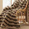 Ruched Faux Rabbit Fur Blanket