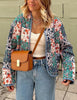 Floral Patchwork Print Drop Shoulder Jacket