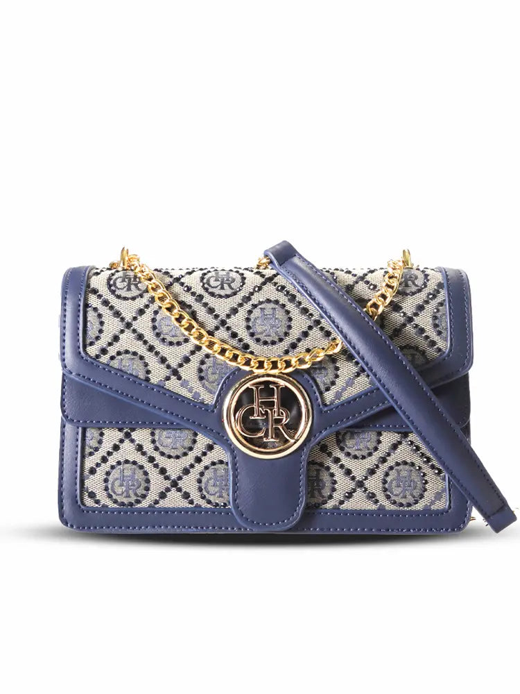 Jacquard Star Rhinestone Chain Crossbody Shoulder Bag
