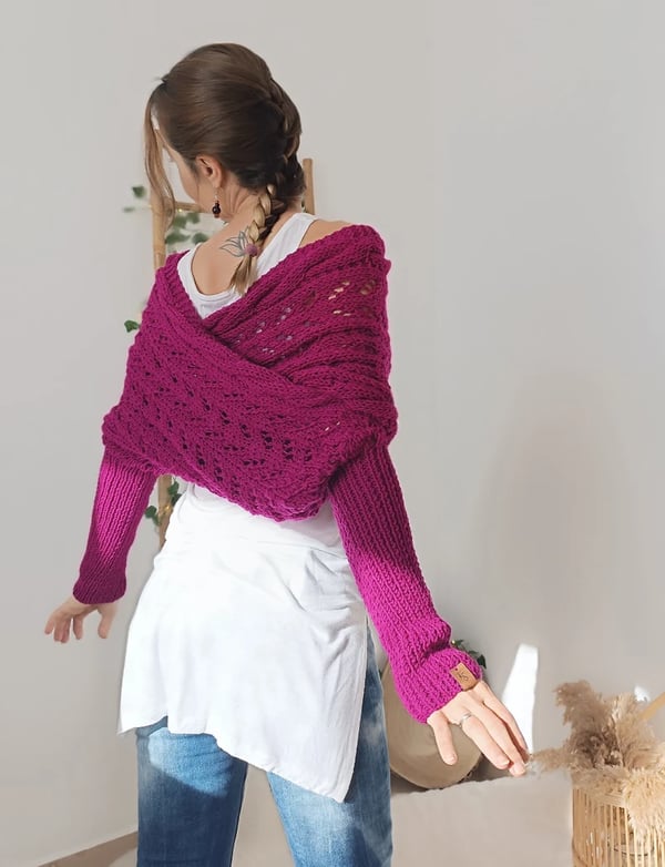 50% OFF | Zenina | Double sleeves shawl scarf