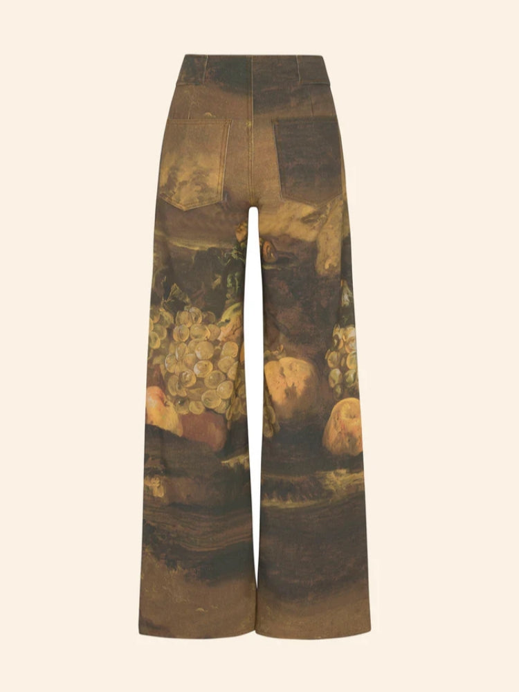 High-Waisted Art Print Jeans