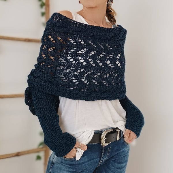 50% OFF | Zenina | Double sleeves shawl scarf
