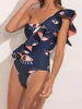 Evil Eye Ruffle Cutout One Piece Swimsuit