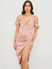 Cap Shoulder Corset Bodycon Midi Dress - Nude Pink