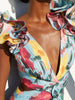 One Piece Cutout Printed Swimsuit Set
