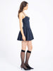 Navy Blue Pinstripe Halter Low-Waist Mini Dress