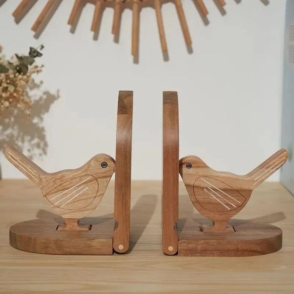 Sparrow Bird Wooden Multi-Use Bookends