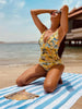 Lemon Print Ruffle Bikini Set