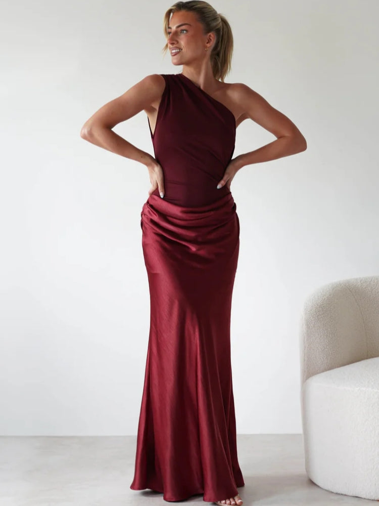 Asymmetric Neckline Sleeveless Dress