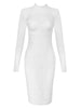 Mesh Panel Long-Sleeve Bandage Dress