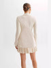 Ruffled Pearl Button Knit Mini Dress