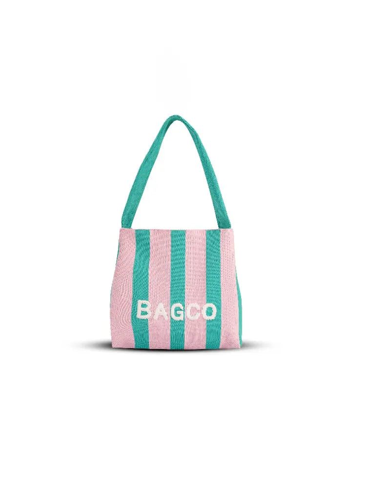 Colorblock Knit Tote Bag