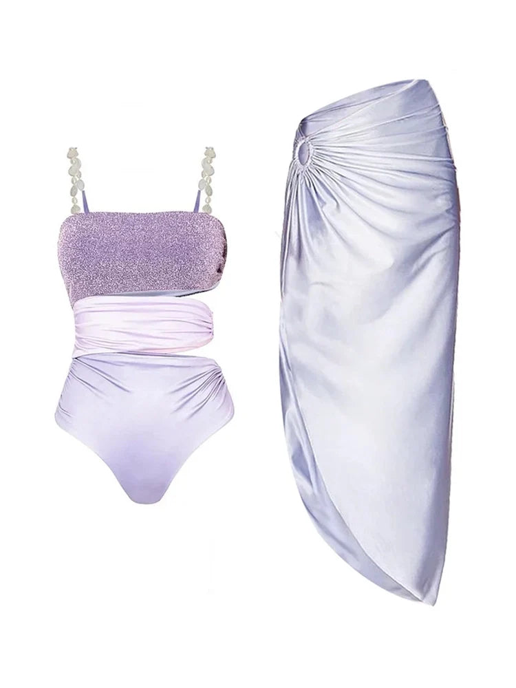 Glitter Cutout Resort Swimsuit Set
