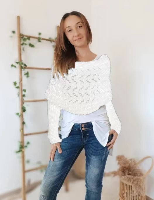 50% OFF | Zenina | Double sleeves shawl scarf